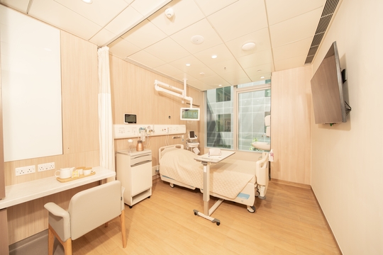 Image of CUHK Medical Centre Inpatient Ward Semi-Private Room (2A)(1-bed) Environment 中大醫院 病房半私家房 (2A) (一人房)相片
