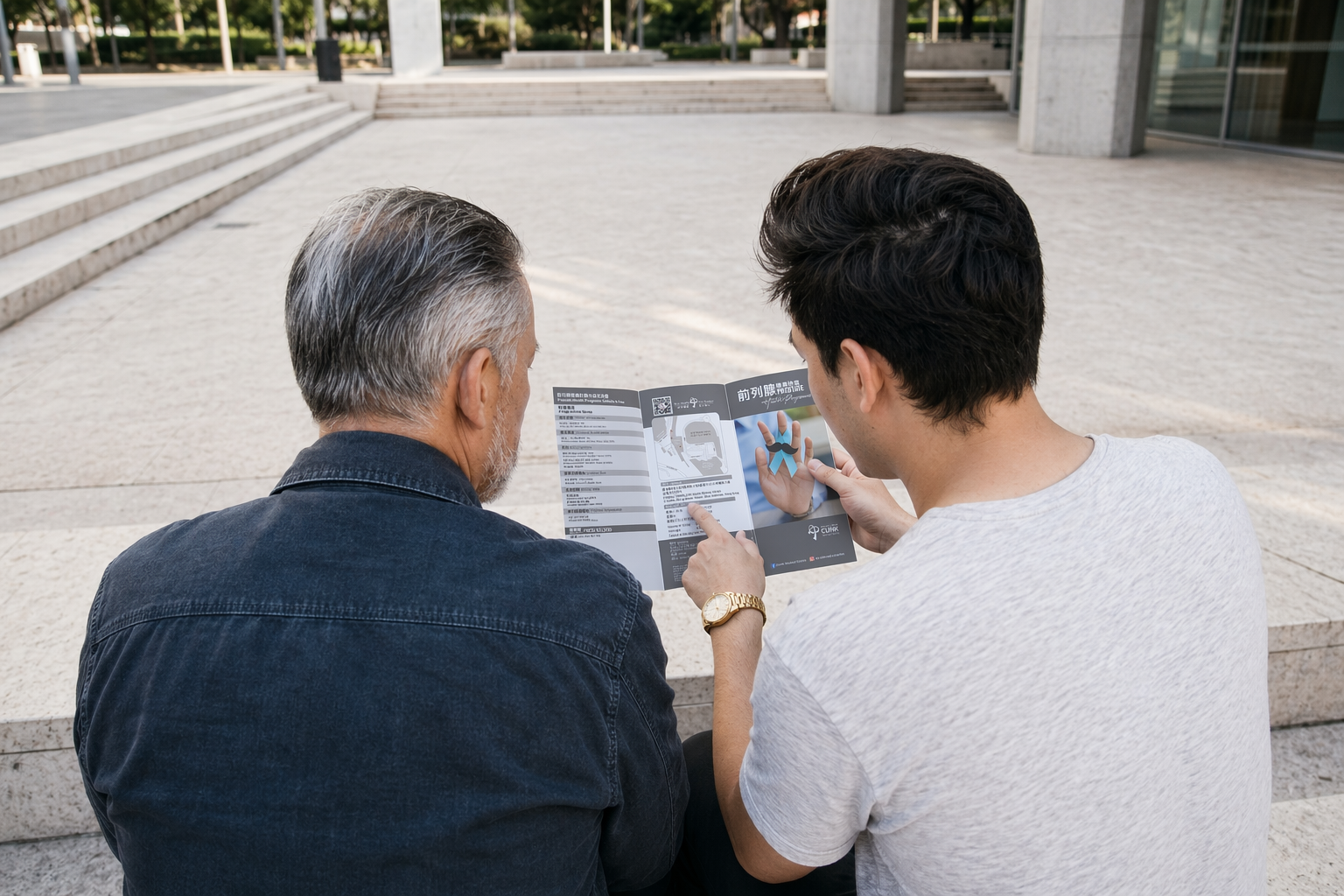 Image of father and child for prostate health check programme